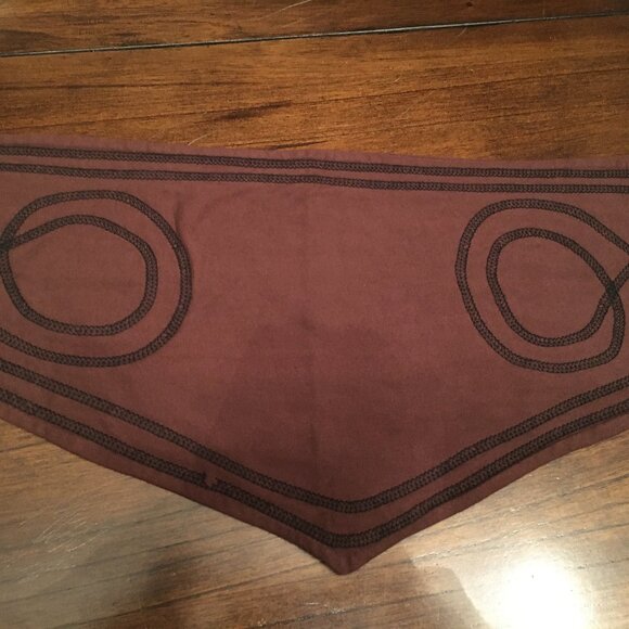 NWOT Elfarrow 100% Organic Cotton Obi Belt Earth With Black Stitching - Picture 8 of 10